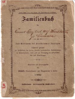 Family book Franz Carl Wilhelm Windhorst (Gronau)